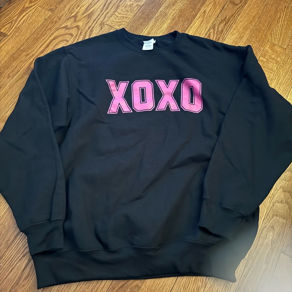 Port and Company Black Sweatshirt with Pink XOXO Logo